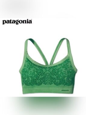 PATAGONIA Active Mesh Bra M Netta Graphic Botanical Aloe Green Print